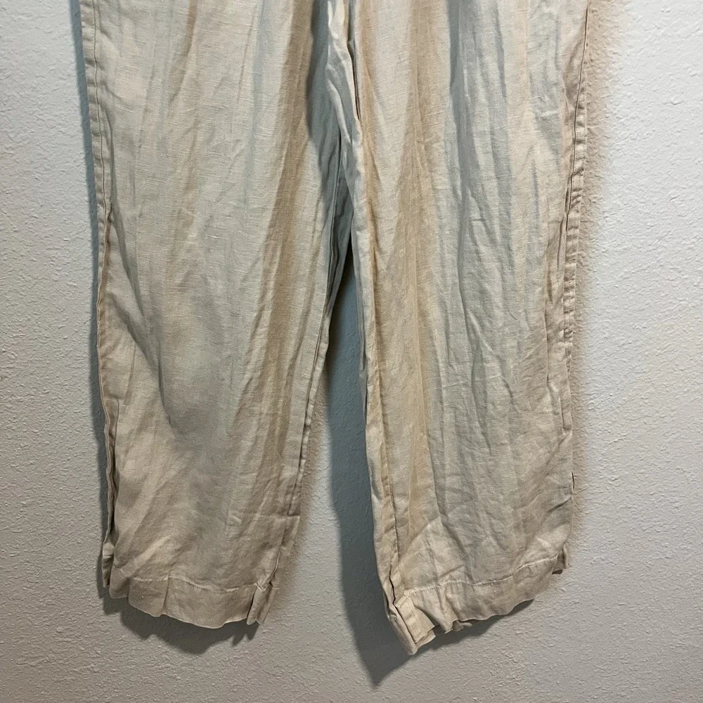 Quince European Linen Wide Leg Pants Women's Size M Driftwood Beige Drawstring